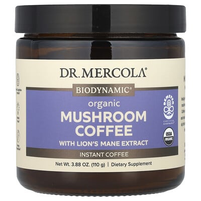 Dr. Mercola, Organic Mushroom Coffee with Hericium Extract, Instant, 3.88 oz (110 g)