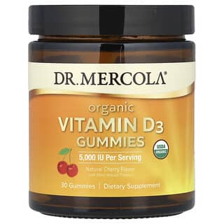 Dr. Mercola, Organic Vitamin D3 Gummies, Natural Cherry, 5,000 IU, 30 Gummies