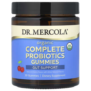 Dr. Mercola, Organic Complete Probiotics Gummies, Natural Cherry, 5 Billion CFU, 30 Gummies