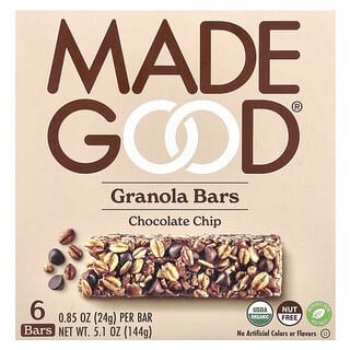 MadeGood, Orgânicas, Barras de Granola, Gota de Chocolate, 6 Barras, 0,85 oz (24 g) Cada