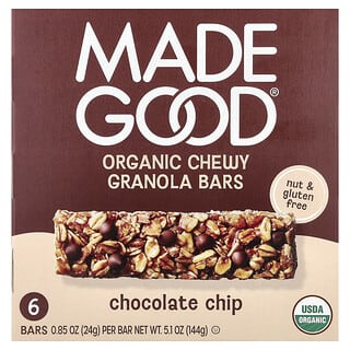 MadeGood, Barrette di muesli, gocce di cioccolato, 6 barrette, 24 g ciascuna