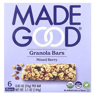 MadeGood, Barras de granola, bayas surtidas, 6 barras, 0.85 oz (24 g) c/u