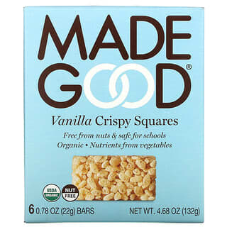 MadeGood, Bio, Knusprige Quadrate, Vanille, 6 Riegel, je 0,78 oz (22 g)