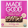 MadeGood, Granola Bars, Organic Drizzled, Birthday Cake, 5 Bars, 0.85 oz (24 g) Each