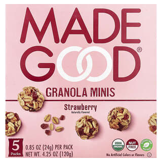 MadeGood, Granola Minis, Strawberry, 5 Packets, 0.85 oz (24 g) Each