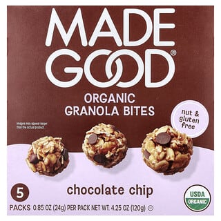 MadeGood, Granola Minis, Chocolade Chip, 5 Pakjes, 0,85 oz (24 g) per stuk