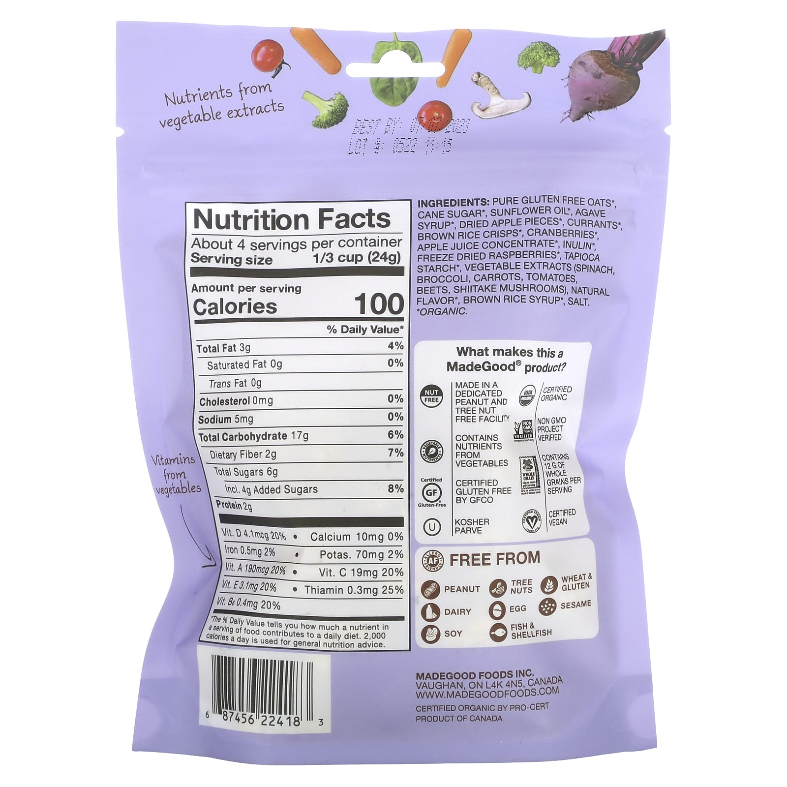 MadeGood, Granola Minis, Mixed Berry, 3.5 oz (100 g)