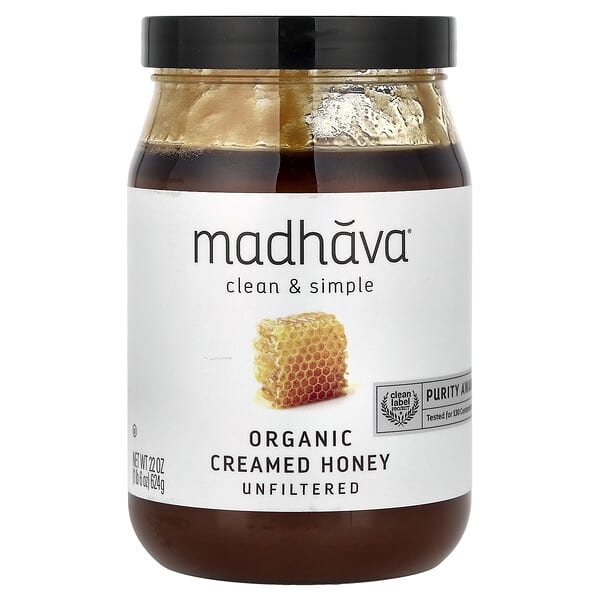 Madhava, 유기농 크림 꿀, 비여과, 624g(22oz)