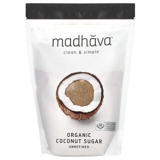 Madhava Natural Sweeteners, органический кокосовый сахар, нерафинированный, 454 г (1 фунт)