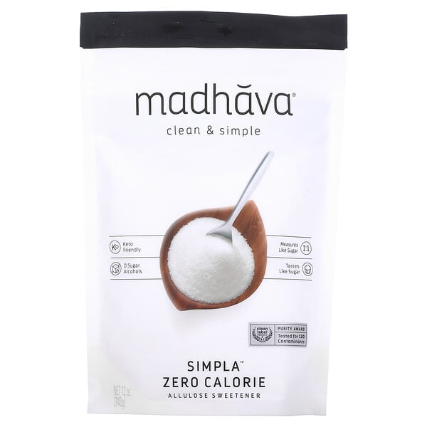 Madhava Natural Sweeteners, Clean & Simple, Simpla Zero Calorie, Allulose Sweetener, 12 oz (340 g)