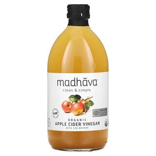Madhava Natural Sweeteners, Vinagre de sidra de manzana orgánico`` 500 ml (16,9 oz. Líq.)