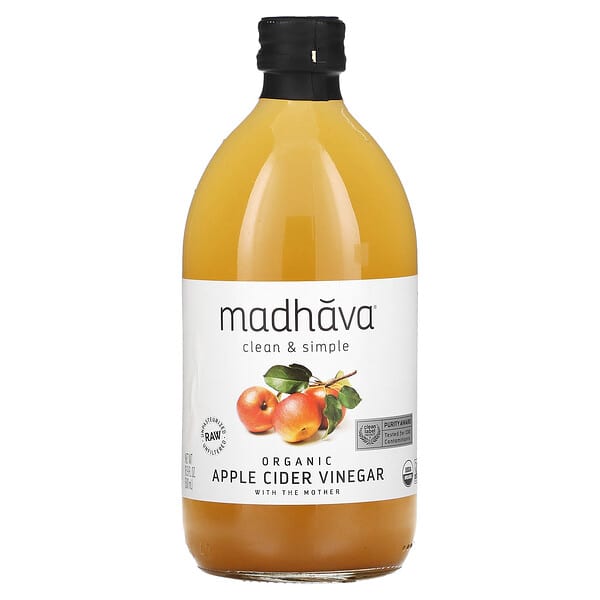 Madhava Natural Sweeteners, 有機蘋果醋，16.9 液量盎司（500 毫升）