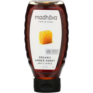 Madhava Natural Sweeteners, オーガニックアンバーハニー、無ろ過、454g（16オンス）