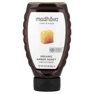 Madhava, Органичен кехлибарен мед, нефилтриран, 16 унции (454 g)