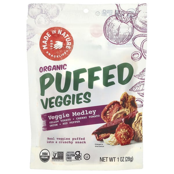 Made in Nature, Organic Puffed Veggies, Veggie Medley, 1 oz (28 g)