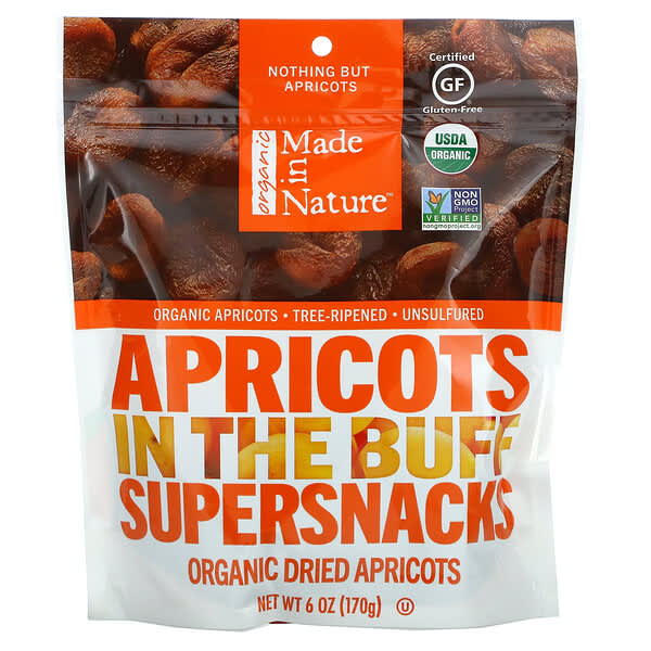 Made in Nature, Organic Dried Apricots, In The Buff Supersnacks, 6 oz
