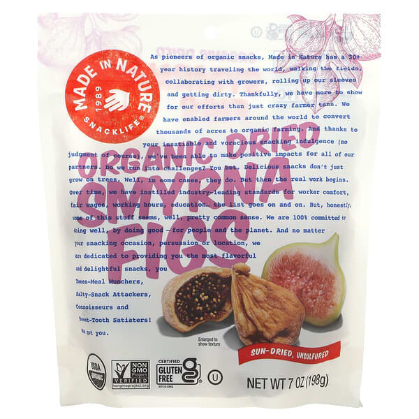Made in Nature, 유기농, Smyrna Figs, 부드럽고 맛있는 수퍼스낵, 7 oz (198 g)