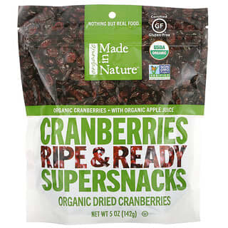 Made in Nature, Arándanos rojos orgánicos deshidratados, Supersnacks maduros y listos, 142 g (5 oz)