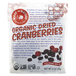 Made in Nature, Arándanos rojos orgánicos deshidratados, Supersnacks maduros y listos, 142 g (5 oz)