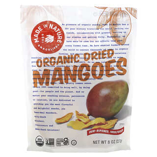 Made in Nature, Mangues séchées biologiques, Mûries au soleil, Non sulfurées, 227 g