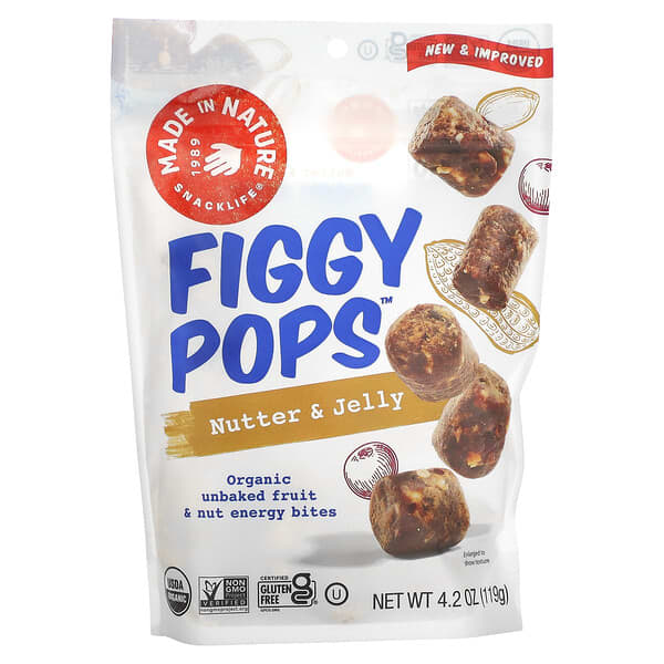 Made in Nature, 有機 Figgy Pops，Nutter &amp; Jelly，3.8 盎司（108 克）
