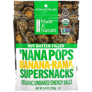 Made in Nature, Pops Nana Orgânicos, Supernacks de Banana-Rama, Preenchidos com Manteiga de Nozes, 108 g (3,8 oz)
