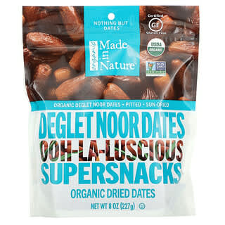 Made in Nature, Organic Dried Deglet Noor Dates, Ooh-La-Luscious Supernacks, 8 oz (227 g)