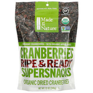 Made in Nature, Arándanos rojos orgánicos deshidratados, Supersnacks maduros y listos, 340 g (12 oz)