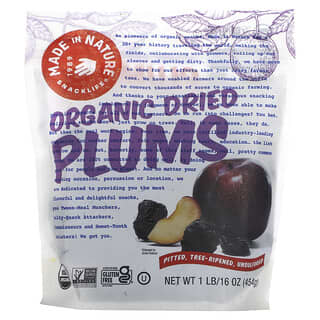 Made in Nature, Organic Dried Plums, Pitted, Tree-Ripened, Unsulfured, 1 lb (454 g)