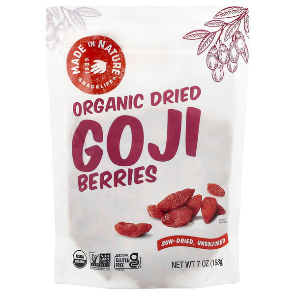Made in Nature, Organic Dried Goji Berries, Sun-Dried, Unsulfured, 7 oz (198 g)