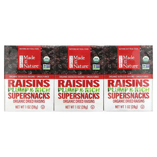 Made in Nature, Organic Dried Raisins, Plump & Rich Supersnacks, 6 Pack, 1 oz ( 28 g) Each