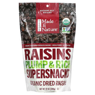 Made in Nature, Organic Dried Raisins, Plump & Rich Supersnacks, 12 oz (340 g)