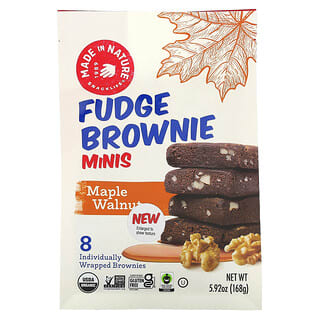 Made in Nature, Fundge Brownie Minis, Érable et noix, 8 brownies, 168 g