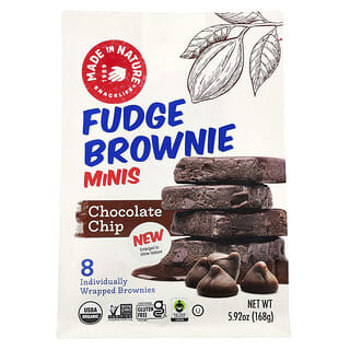 Made in Nature, Fudge Brownie Minis, Chocolate Chip, 8 Individually Wrapped Brownies, 5.92 oz (168 g)  