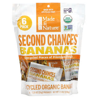 Made in Nature, Second Chances Bananas, Upcycled Organic Bananas, 6 Pack, 1.25 oz (35 g) Each