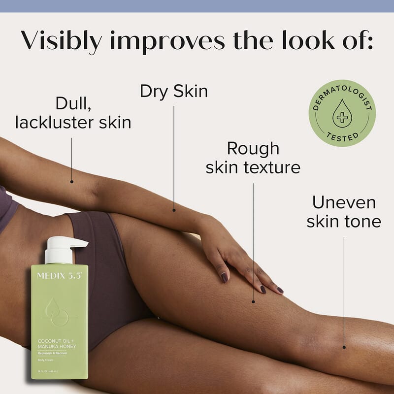 Body Treatment Cream, Coconut Oil + Manuka Honey, 15 fl oz (444 ml)
