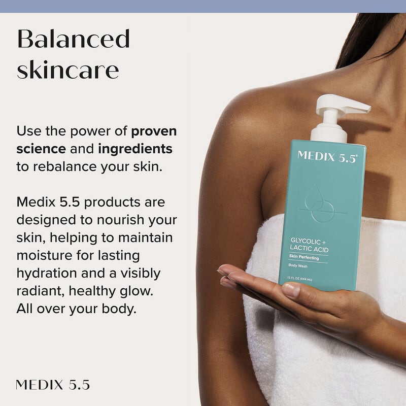 Body Wash, Skin Perfecting, Glycolic + Lactic Acid, 15 fl oz (444 ml)