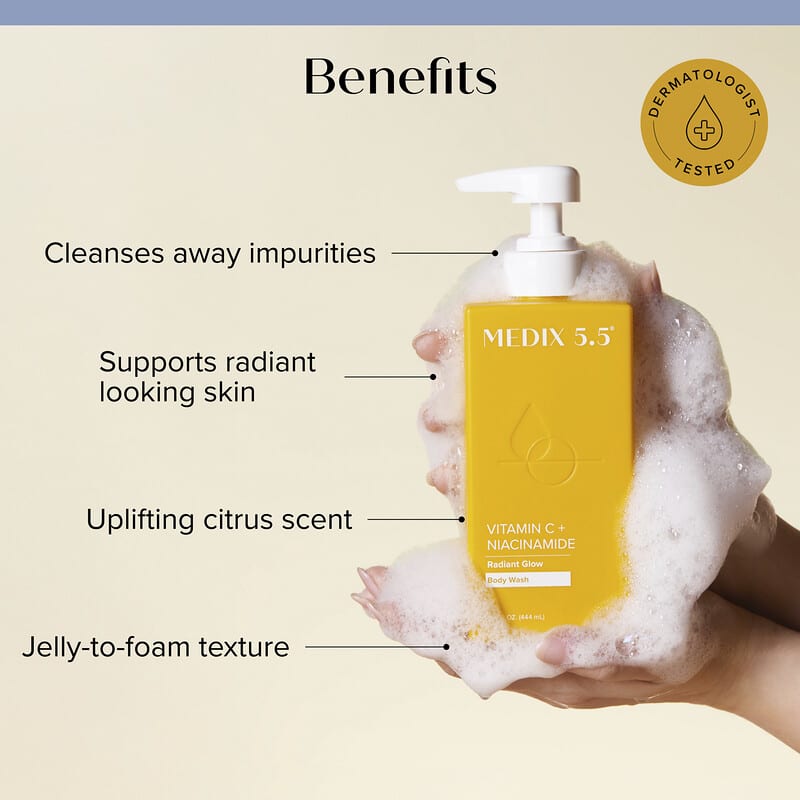 Body Wash, Radiant Glow, Vitamin C + Niacinamide, 15 fl oz (444 ml)