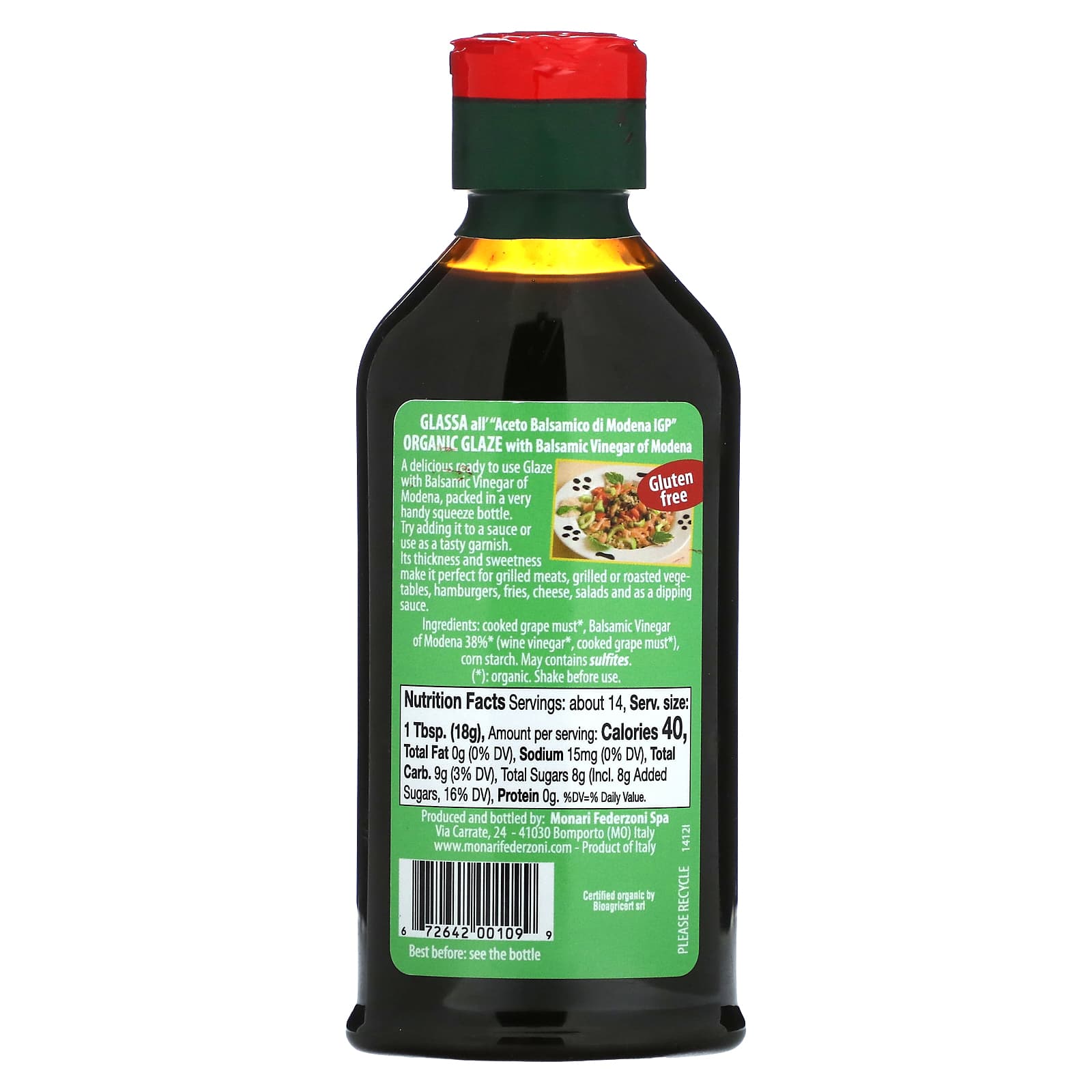 Monari Federzoni Organic Glaze With Balsamic Vinegar Of Modena 9 1 Oz 260 G