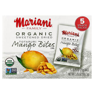 Mariani, Organic Sweetened Dried Totapuri Mango Bites, 5 Bags, 0.75 oz (21 g) Each