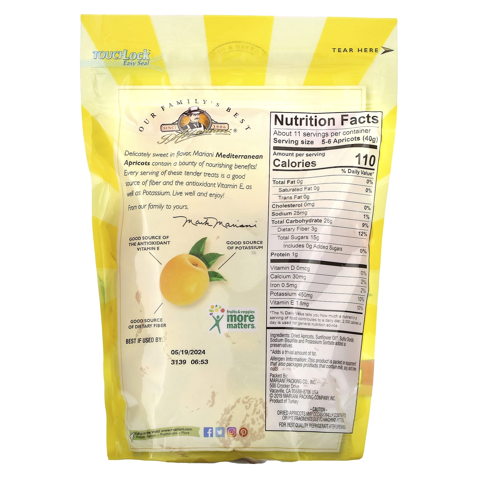 Mariani Dried Fruit, Mediterranean Apricots, 16 oz (454 g)