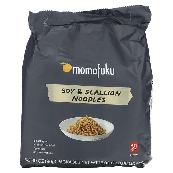 Momofuku, Soy & Scallion Noodles, 5 Packs, 3.39 oz (96 g) Each