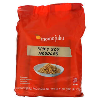Momofuku, 香辣大豆麵條，5 包，每包 3.35 盎司（95 克）