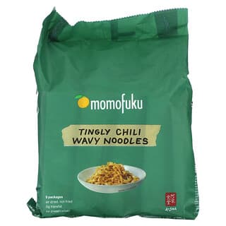 Momofuku, Tingly Chili Wavy Noodles, 5 Pacotes de 3,35 oz. (95 g) Cada