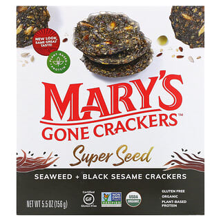Mary's Gone Crackers, Biscoitos de Super Semente, Algas Marinhas e Gergelim Preto, 155 g (5,5 oz)