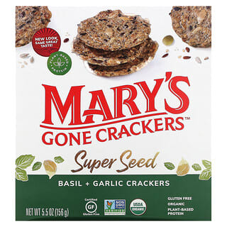 Mary's Gone Crackers, Biscoitos de Super Semente, Manjericão + Alho, 156 g (5,5 oz)