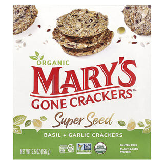 Mary's Gone Crackers‏, קרקרים מזרעים אורגניים, בזיליקום ושום, 156 גרם (5.5 אונקיות)