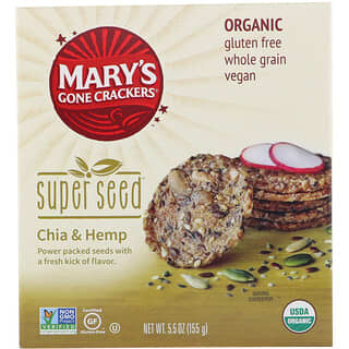 Mary's Gone Crackers, Крекеры Super Seed, чиа и конопля, 155 г