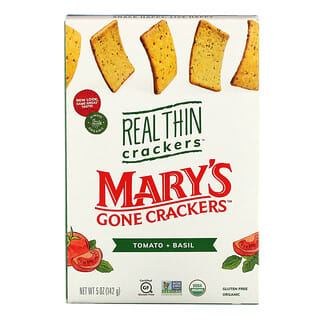 Mary's Gone Crackers, Настоящие тонкие крекеры, помидоры и базилик, 5 унций (142 г)