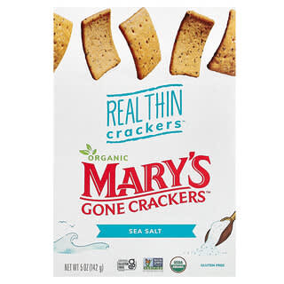 Mary's Gone Crackers, Real Thin Crackers orgánicas, Sal marina, 142 g (5 oz)